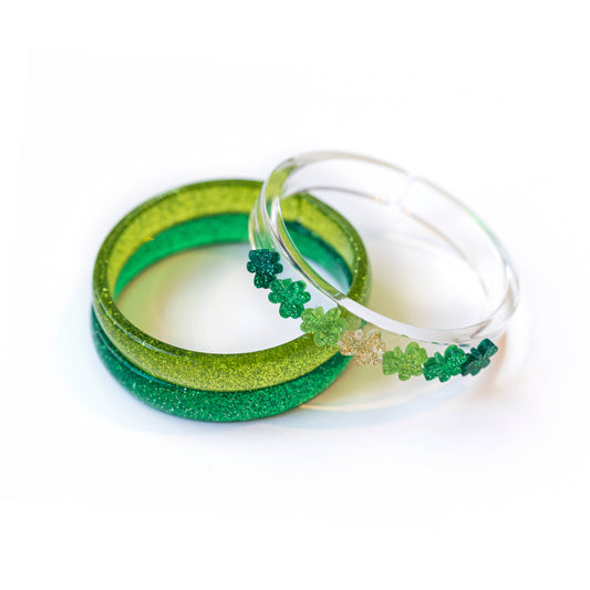SPR24 Lucky Charms Glitter Green Bangles (Set of 3)