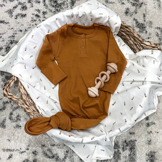 Rust knotted baby gown