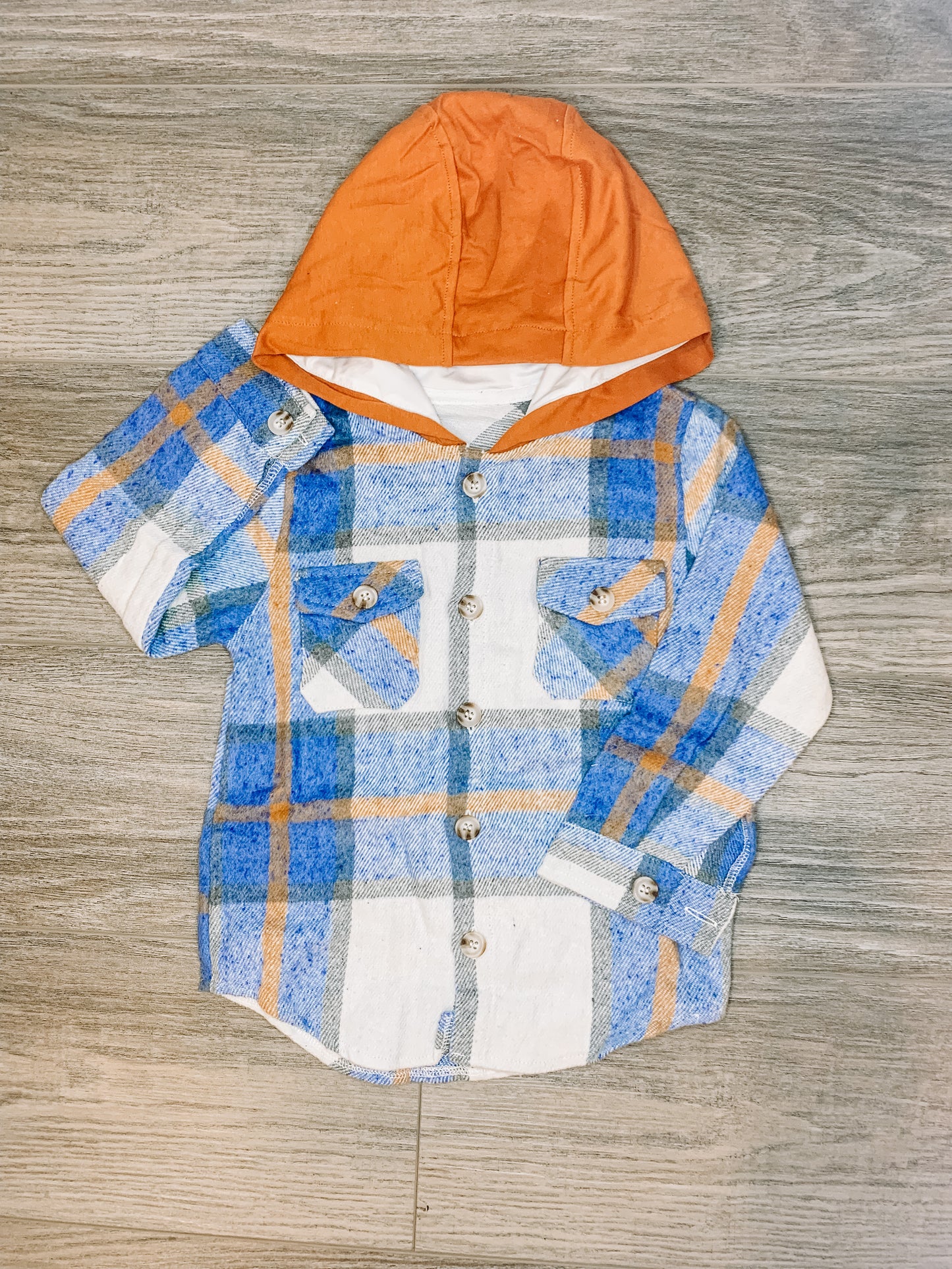 Blue Plaid Flannel shacket hoodie