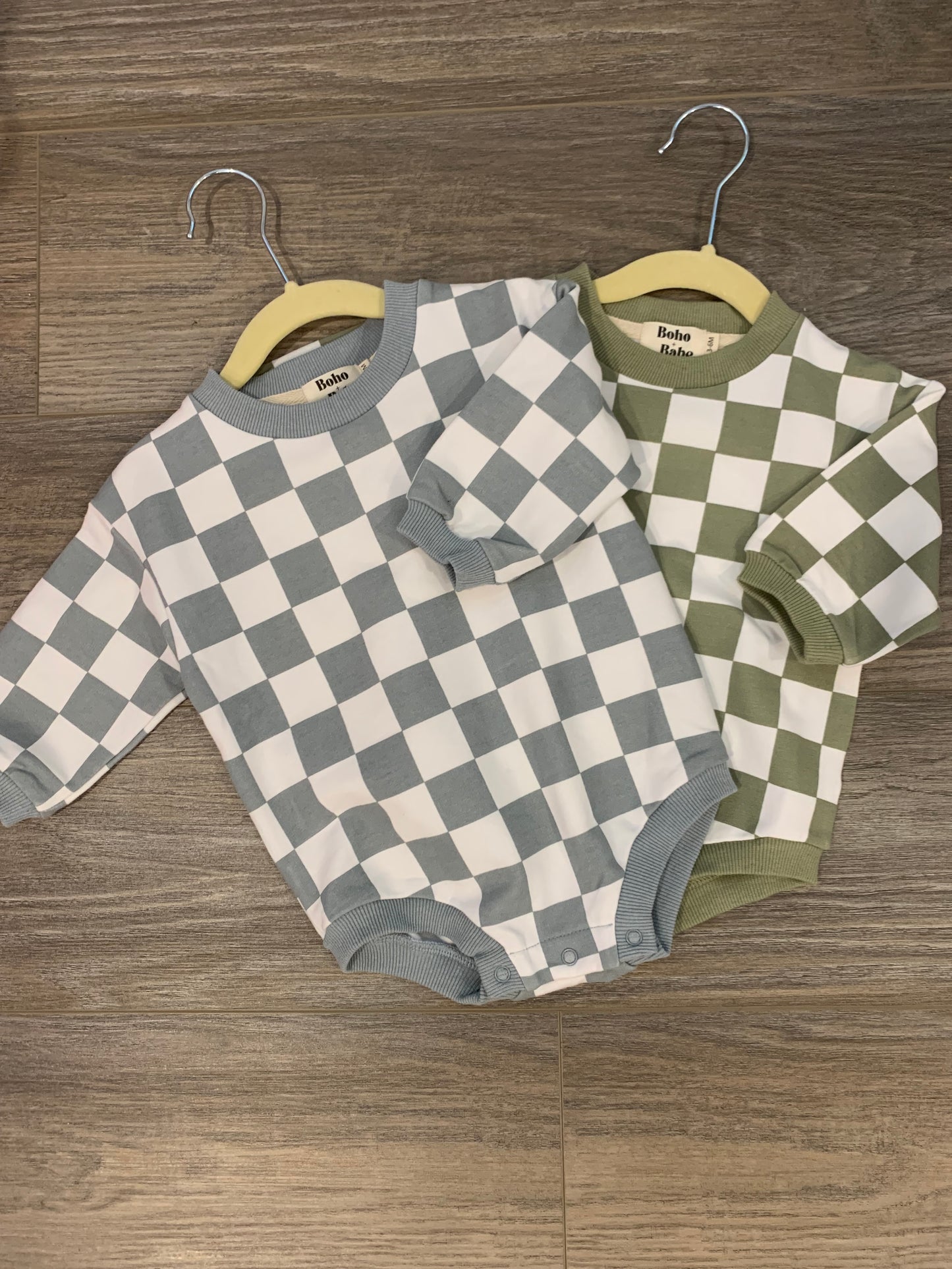 Checkered Bubble Sweater Romper