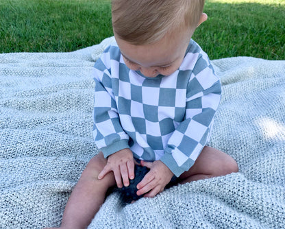 Checkered Bubble Sweater Romper