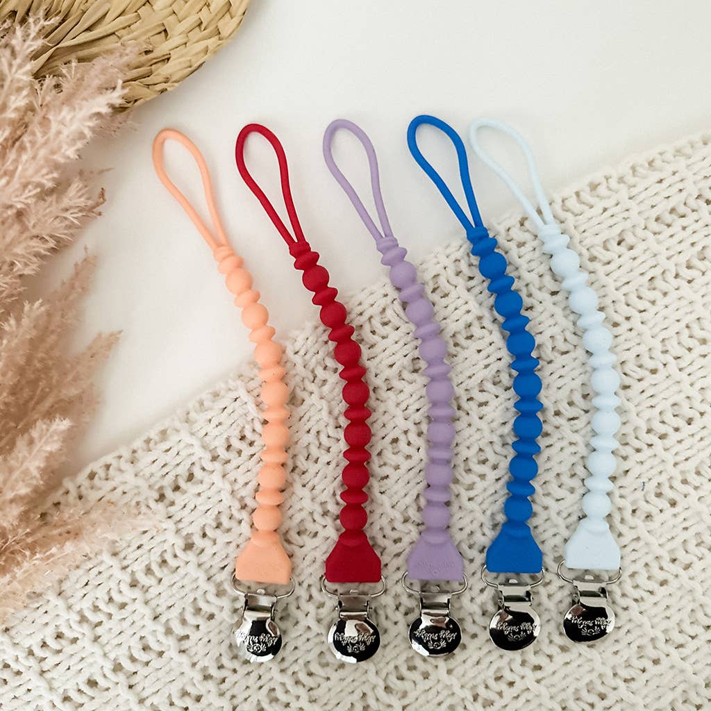 Sweetie Strap™ Silicone One-Piece Pacifier Clips: Woodland Berry Beaded